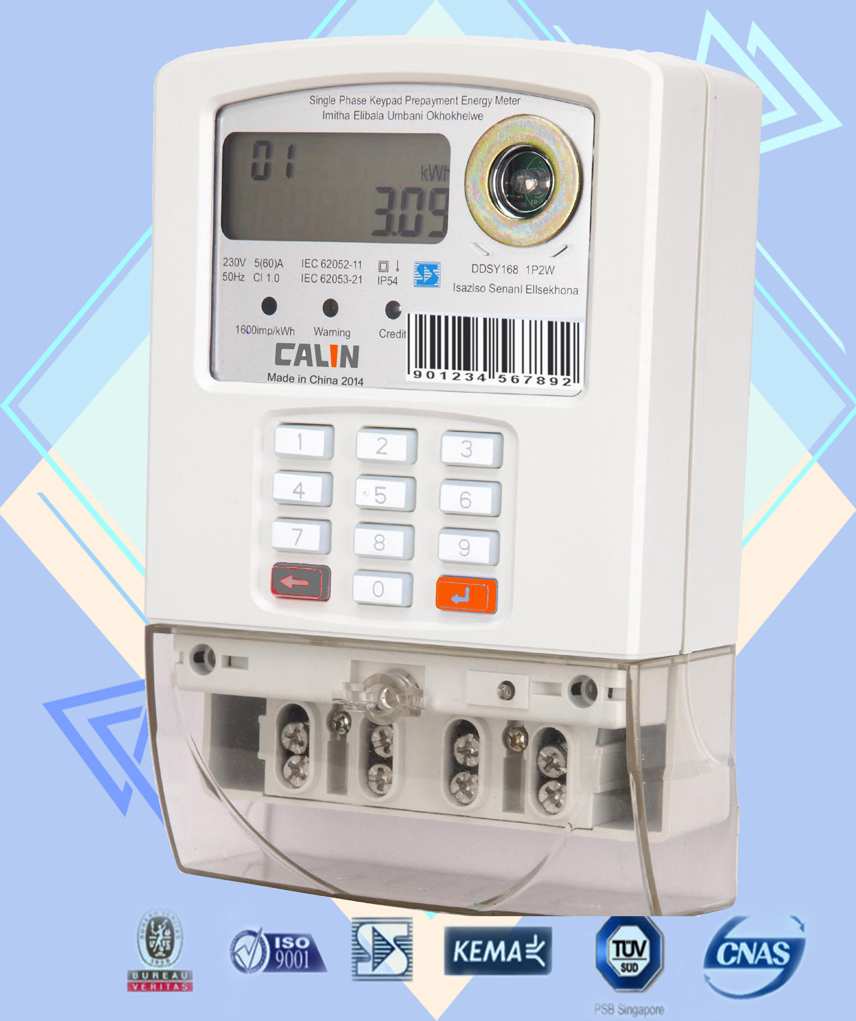Single Phase Keypad Sts Prepaid Meters Multi Tariff Control
