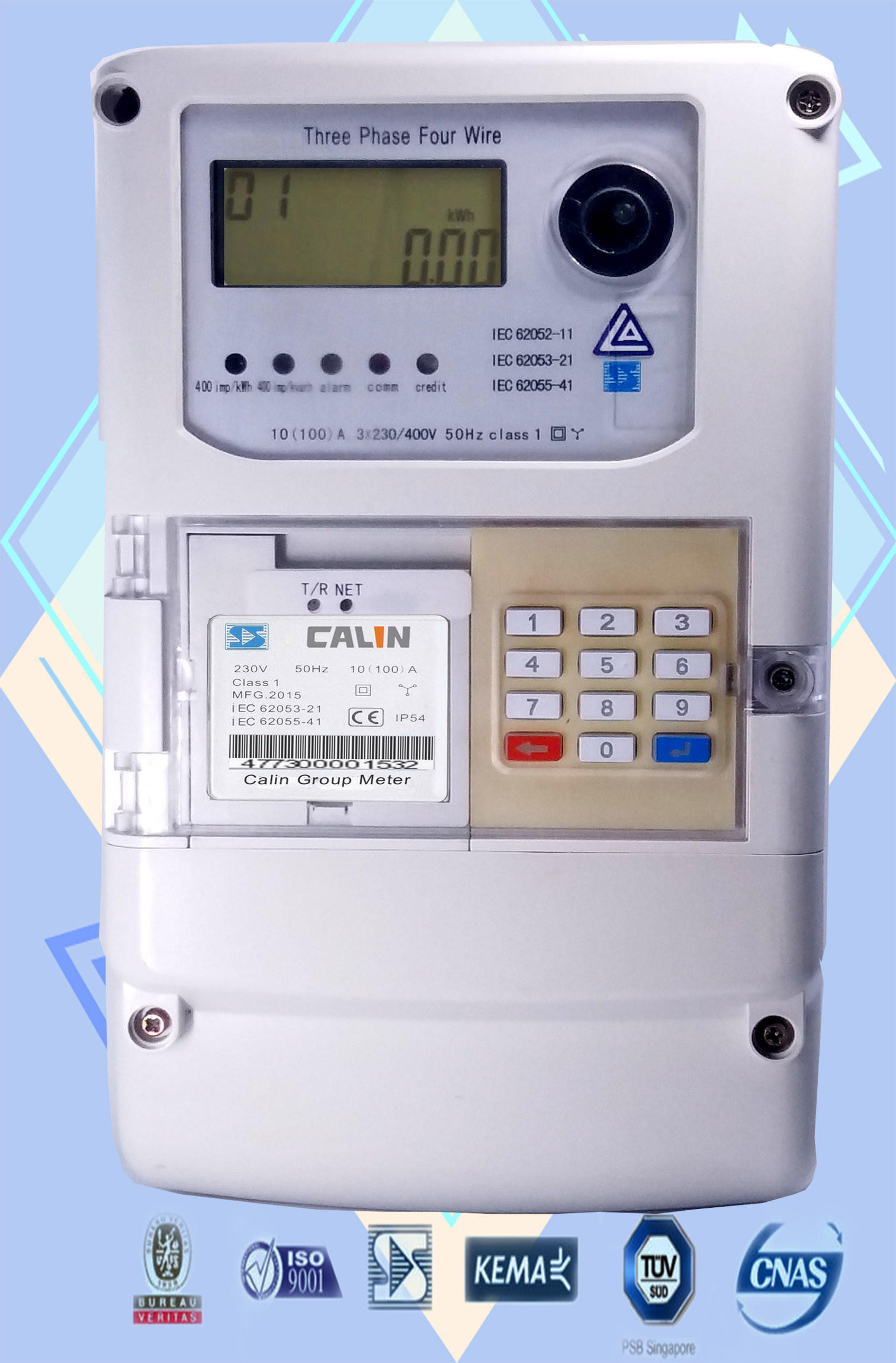 GSM GPRS AMI Solutions Wireless Electricity Meter 3 Phase STS