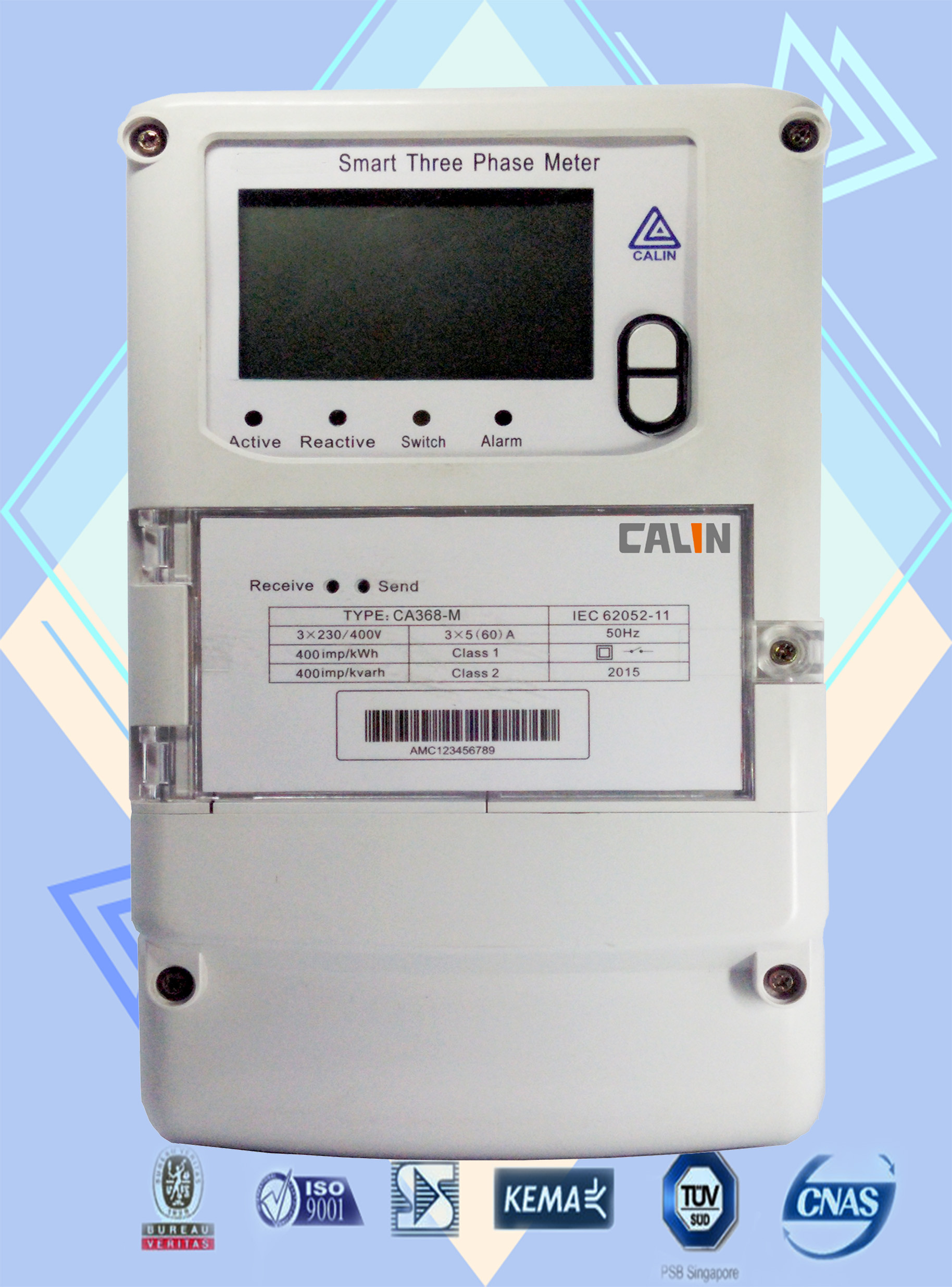 Anti Tamper Commercial Electric Meter , Optical Port Wireless Power Meter