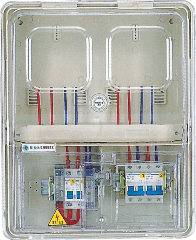 2 Positions Surface Mounted Electric Meter Box  With Transparent Pc Door
