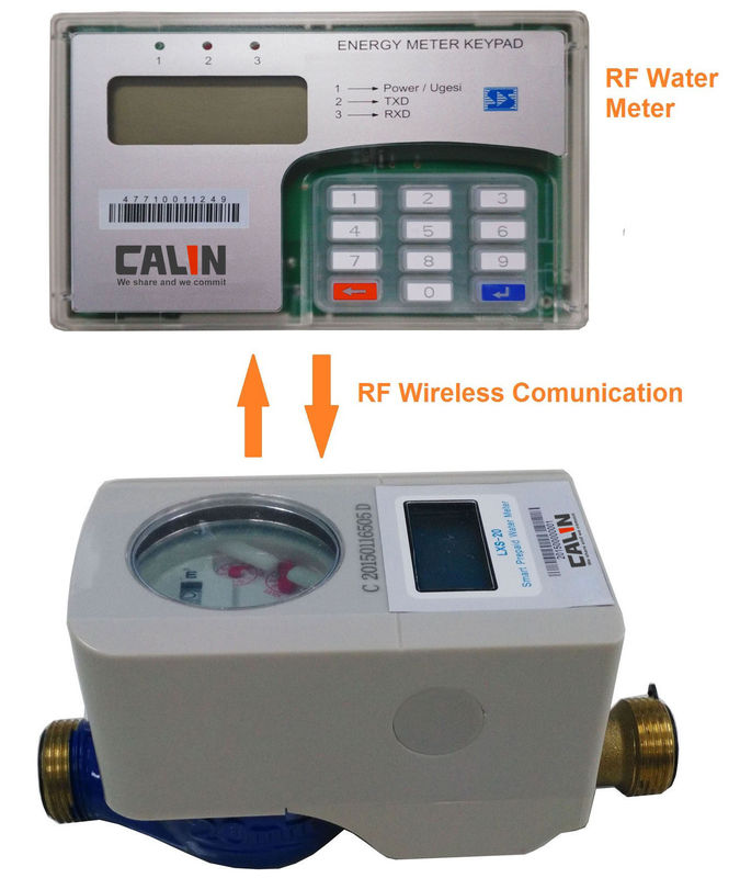 LCD Display Wireless Water Meter , Battery Driven Water Prepaid Meters split CIU RF communication