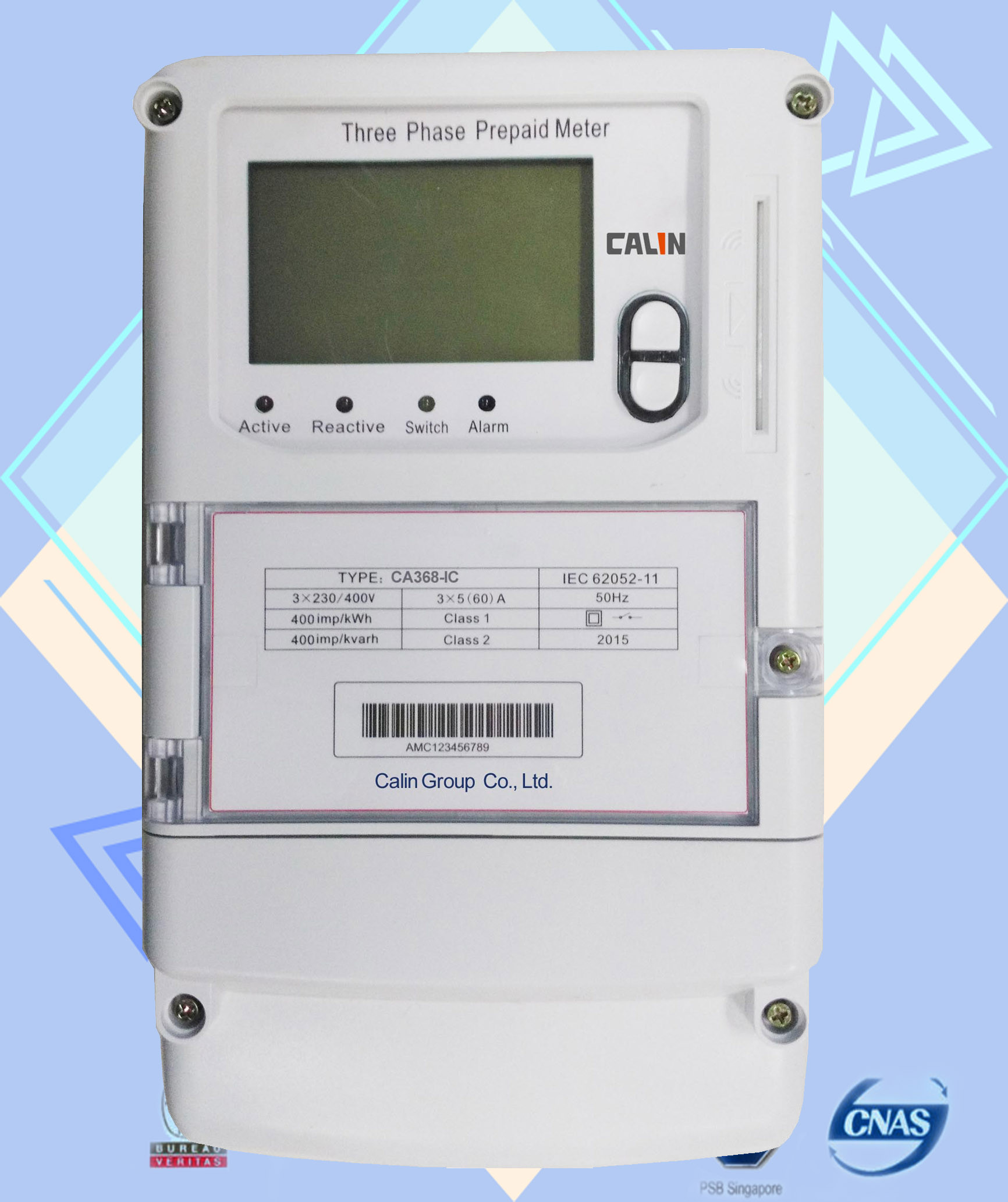 IC Card Prepaid Commercial Electric Meter , IEC Standard Three Phase