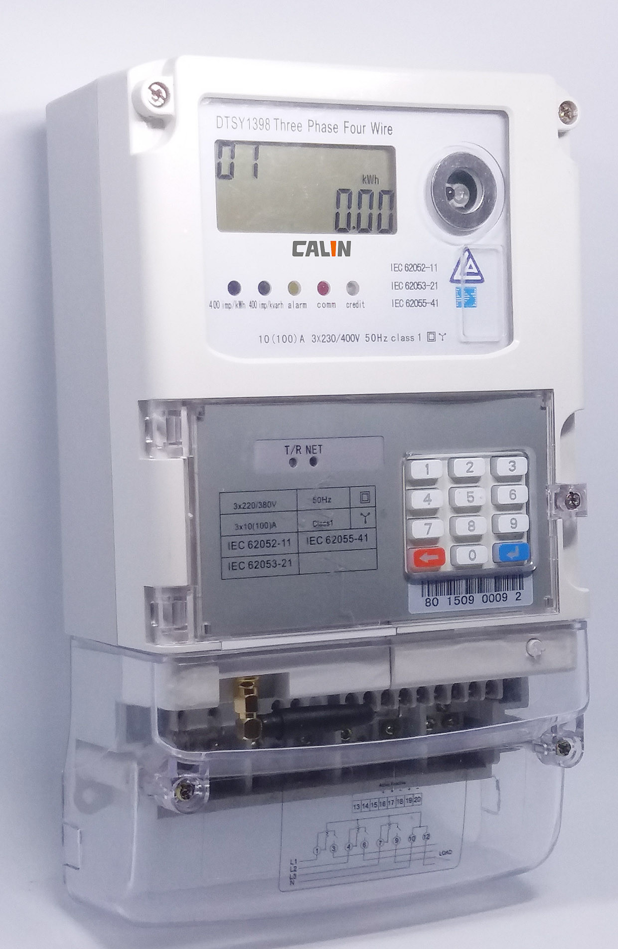 3 Phase Wireless Electricity Meter , Feedback Keypad STS Prepayment Meter