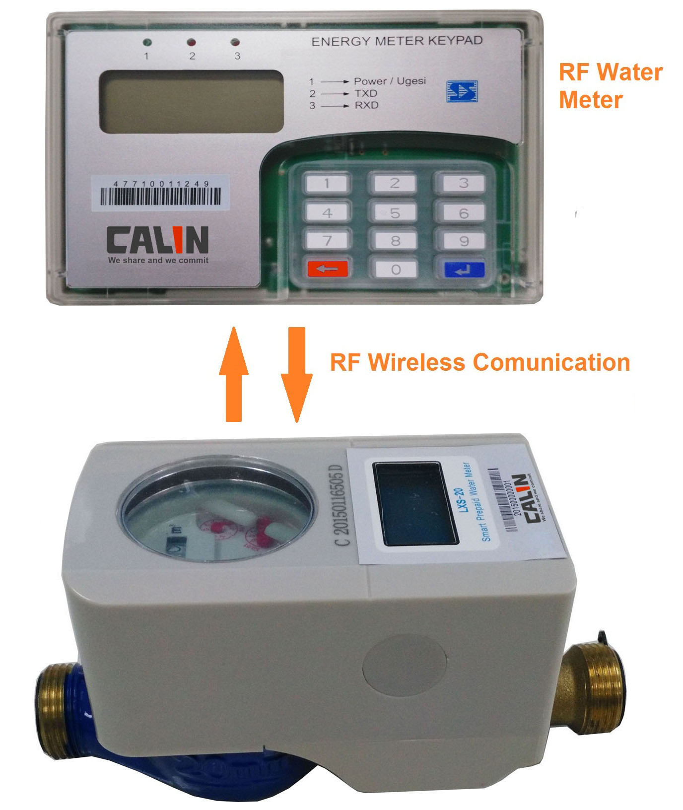 LCD Display Wireless Water Meter , Battery Driven Water Prepaid Meters ...