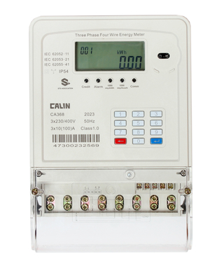 Three Phase Prepaid Electricity Meters , Plc Rf Commercial Electric Meter